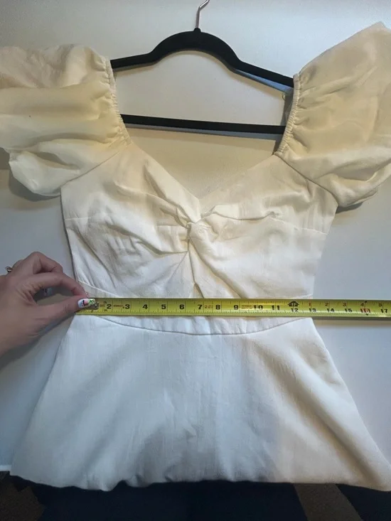 Trixxi White Mini Dress Puff Sleeve Fit Flare Cottagecore Summer Size Small New - Picture 12 of 13